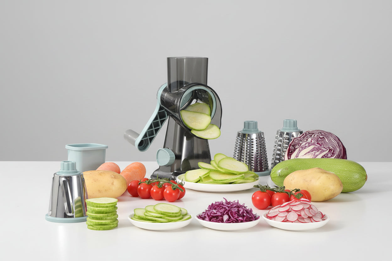Grattugia Rotante 3 in 1 in Acciaio Inox