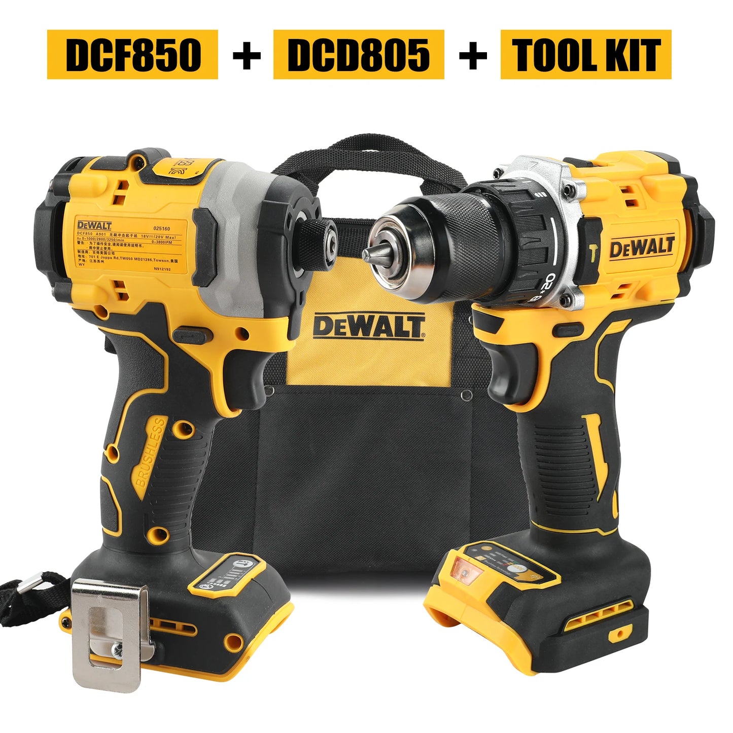 DEWALT Kit Trapano Avvitatore + Avvitatore a Impulsi Brushless