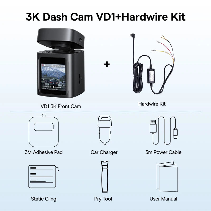 Baseus 3K Front + 1080P Rear Dash Cam VD1