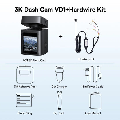 Baseus 3K Front + 1080P Rear Dash Cam VD1