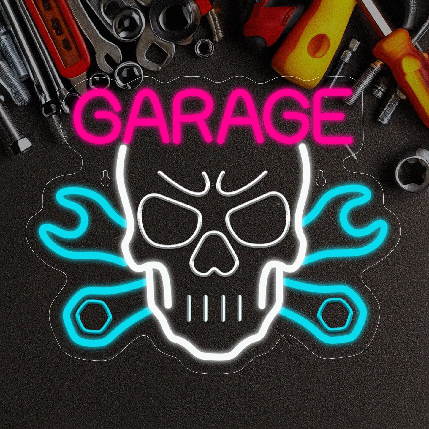 Insegna Neon LED Skeleton Garage Car Service
