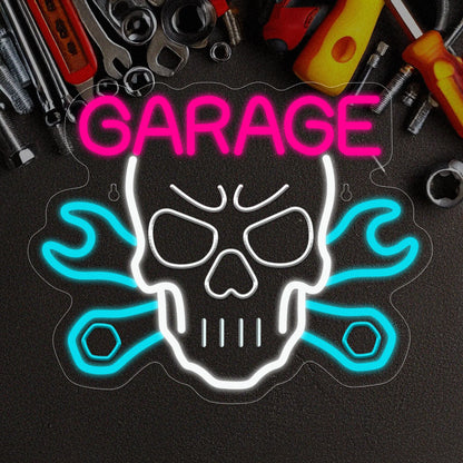 Insegna Neon LED Skeleton Garage Car Service