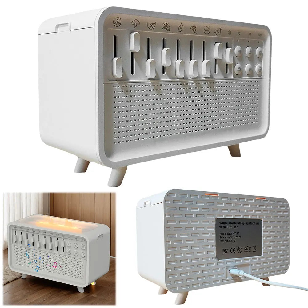 White Noise Sleep Sound Machine , Flame Aroma Diffuser