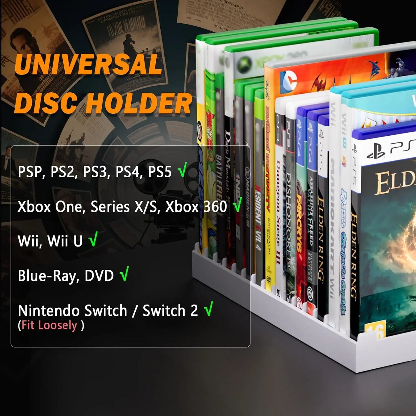 Supporto Porta Giochi per PS5, Xbox, Nintendo Switch e DVD