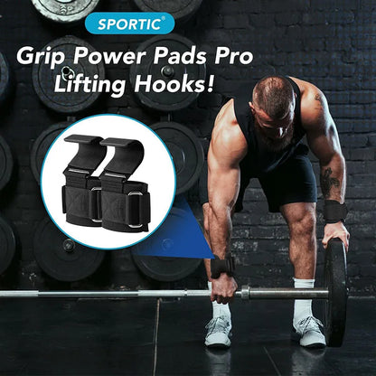 Weight Lifting Hook Grips con Polsini Regolabili
