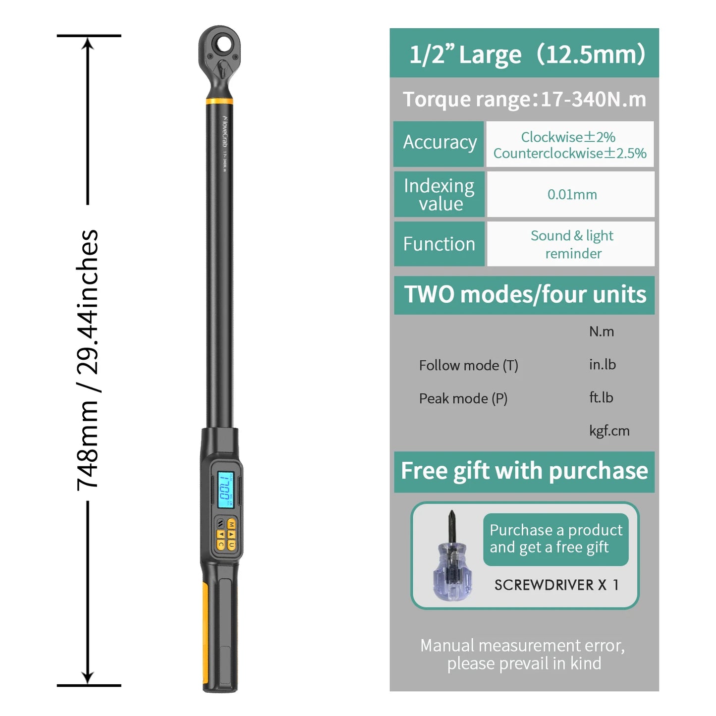 MoveCrab Digital Torque Wrench