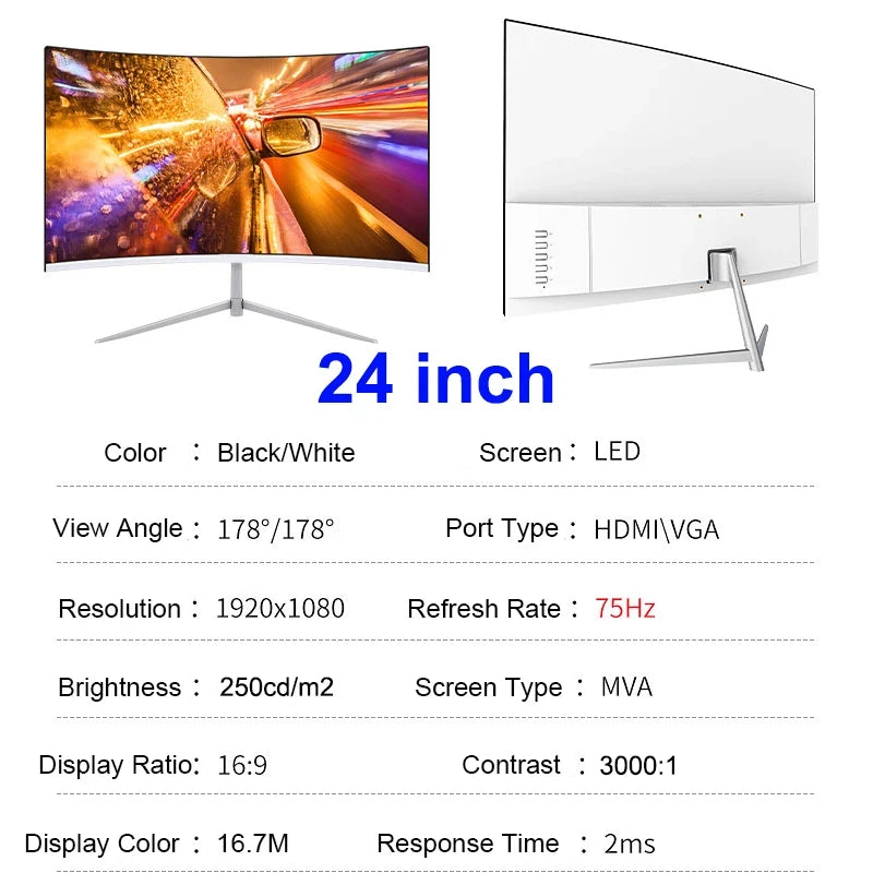FYHXele 24” Curved Gaming Monitor FHD