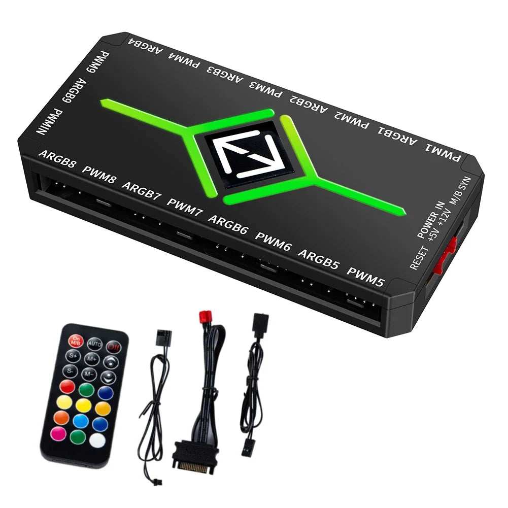 Hub PWM ARGB per Ventole PC ONEVAN 1→9 Porte