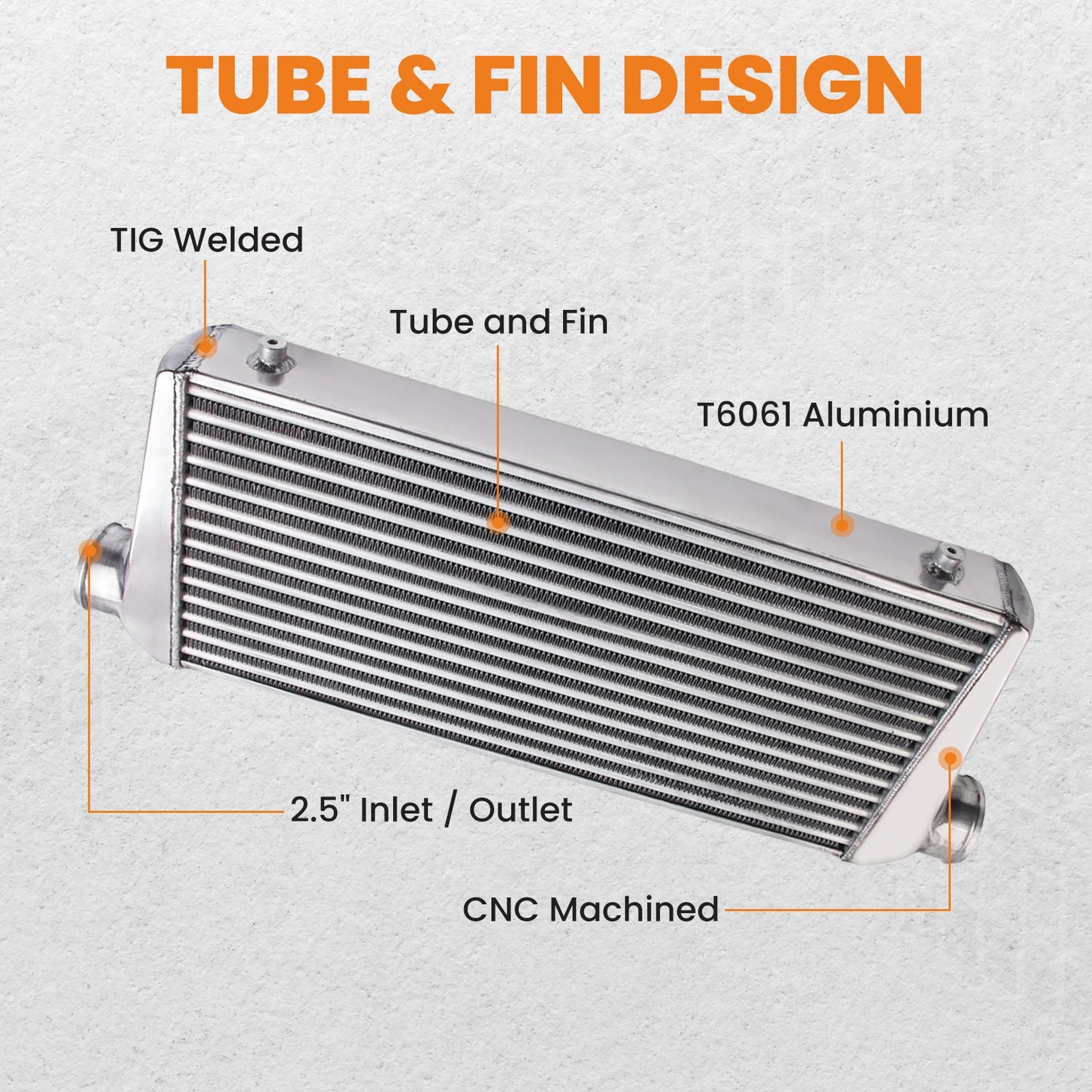 Intercooler Universale 600x300x76 con Kit Tubazioni 2.5"