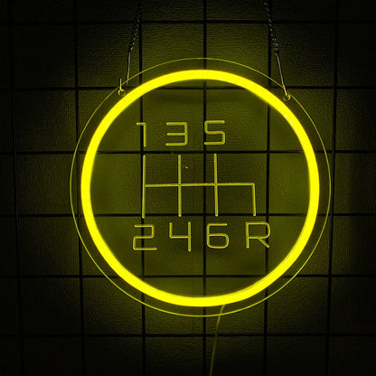 Garage Neon Sign – Car Gear Icon LED Wall Lamp