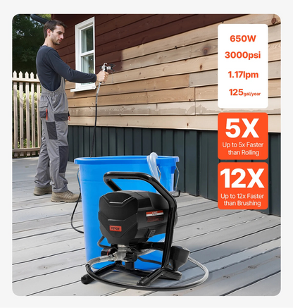 SucceBuy Stand Airless Paint Sprayer 650W 3000 PSI