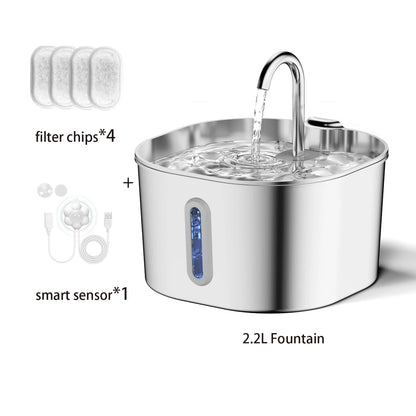 ZYFeeder Fontanella Automatica 2.2L per Cani e Gatti – Acciaio Inox