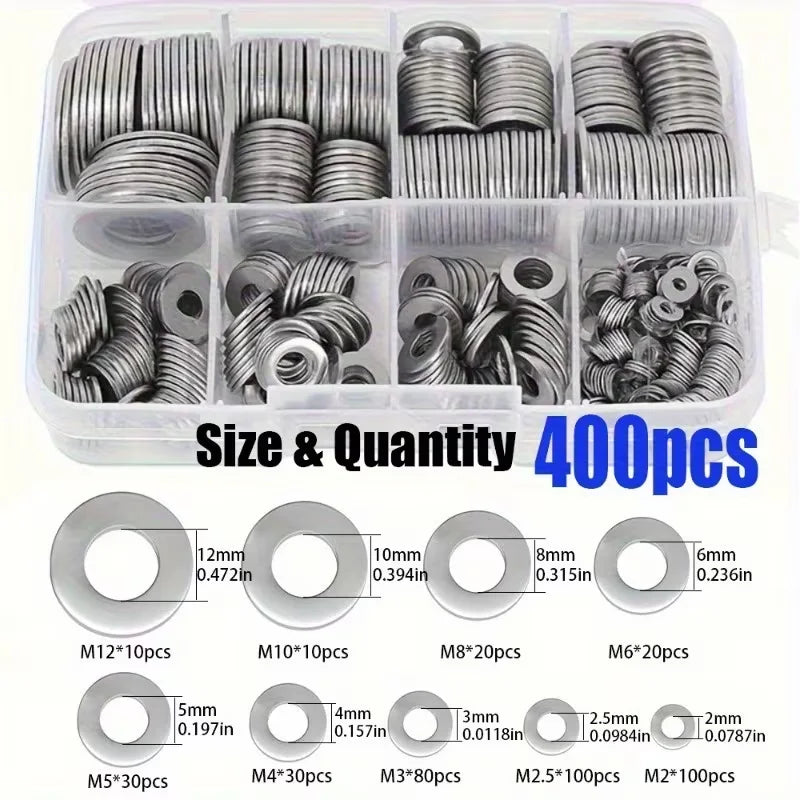 Set Rondelle Piane in Acciaio Inox 200/400 Pezzi