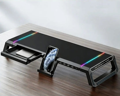 Supporto Monitor Ergonomico con Porte USB 3.0 e Illuminazione RGB