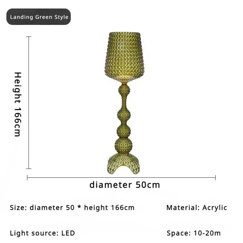 Lampada da Pavimento Nordic-Italiana con Intaglio Artistico