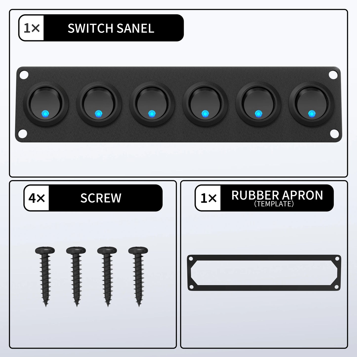 Pannello 6 Interruttori a Bilanciere LED Daiertek