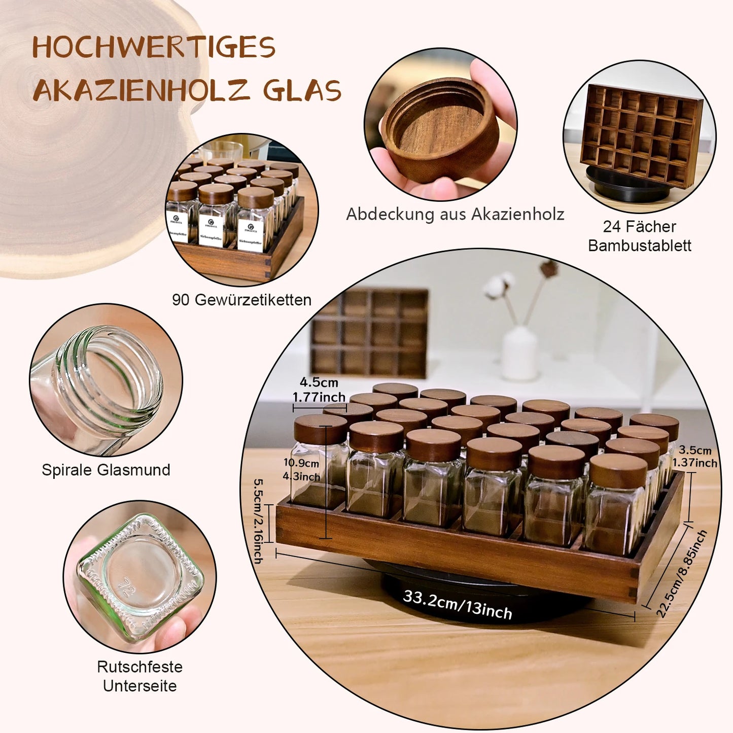 Acacia Wood Spice Rack