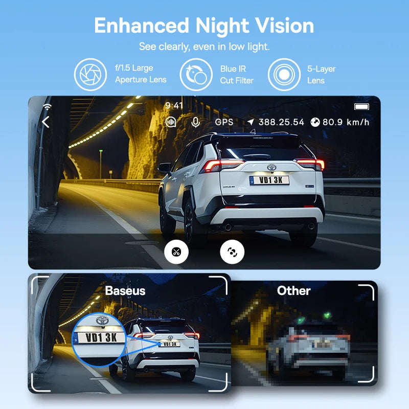 Baseus 3K Front + 1080P Rear Dash Cam VD1
