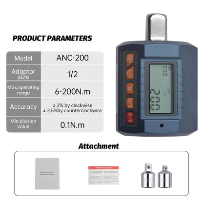 Misuratore Digitale di Coppia Professionale 30–340 N·m | Torque Wrench Adapter con Display e Allarme Acustico