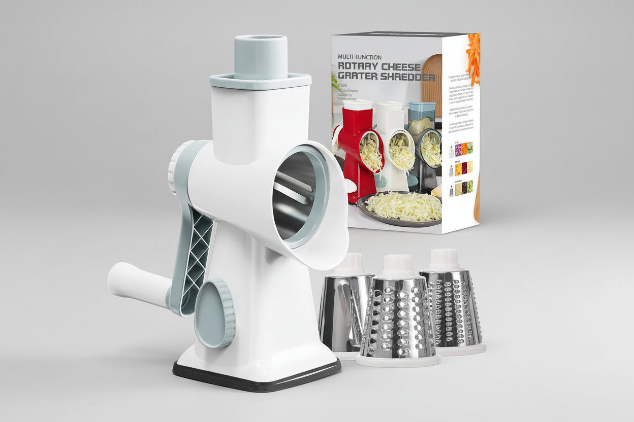 Grattugia Rotante 3 in 1 in Acciaio Inox