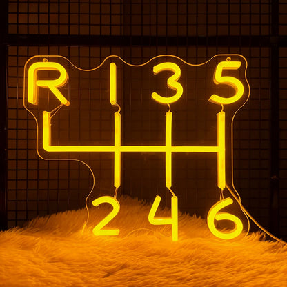 Garage Neon Sign – Car Gear Icon LED Wall Lamp