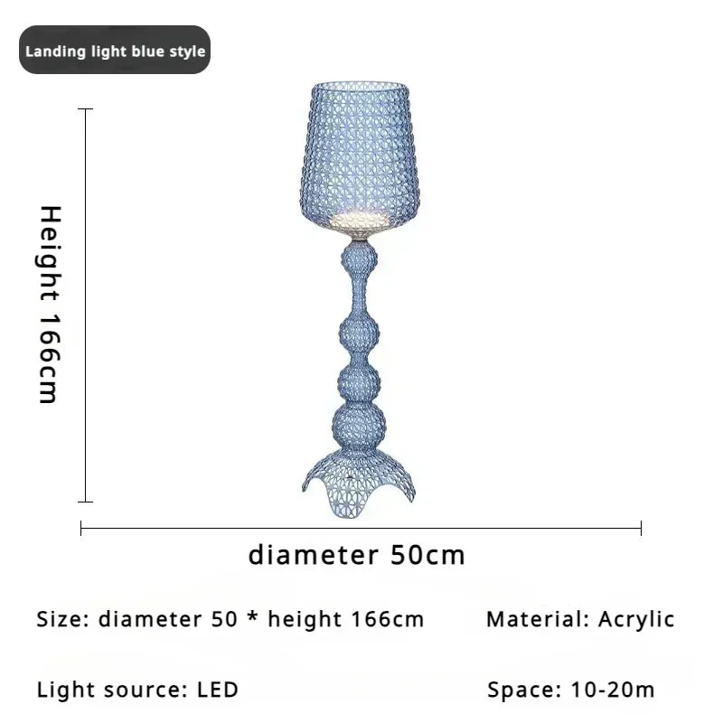 Lampada da Pavimento Nordic-Italiana con Intaglio Artistico
