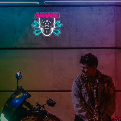 Insegna Neon LED Skeleton Garage Car Service
