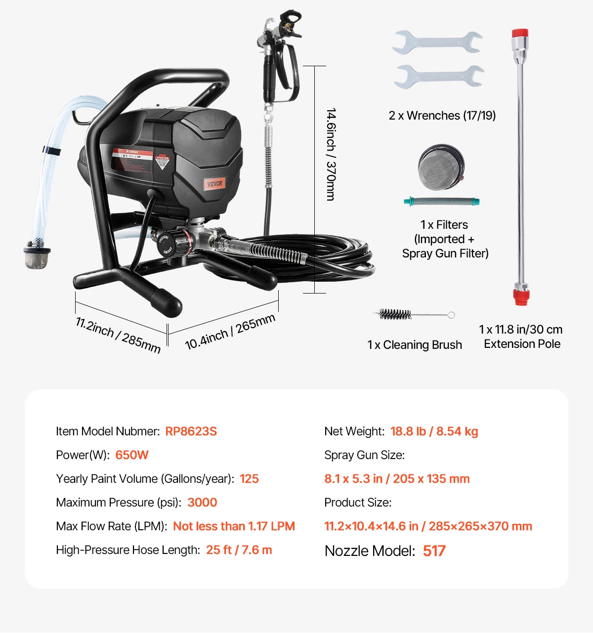 SucceBuy Stand Airless Paint Sprayer 650W 3000 PSI