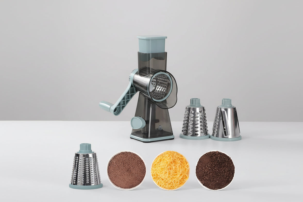Grattugia Rotante 3 in 1 in Acciaio Inox