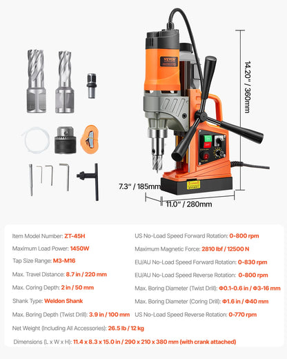 SucceBuy Magnetic Drill Press 1450W