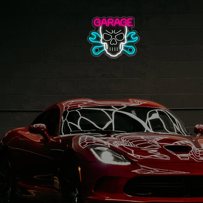Insegna Neon LED Skeleton Garage Car Service