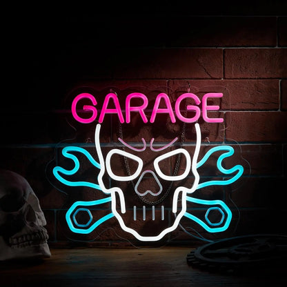 Insegna Neon LED Skeleton Garage Car Service