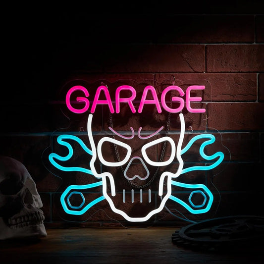 Insegna Neon LED Skeleton Garage Car Service
