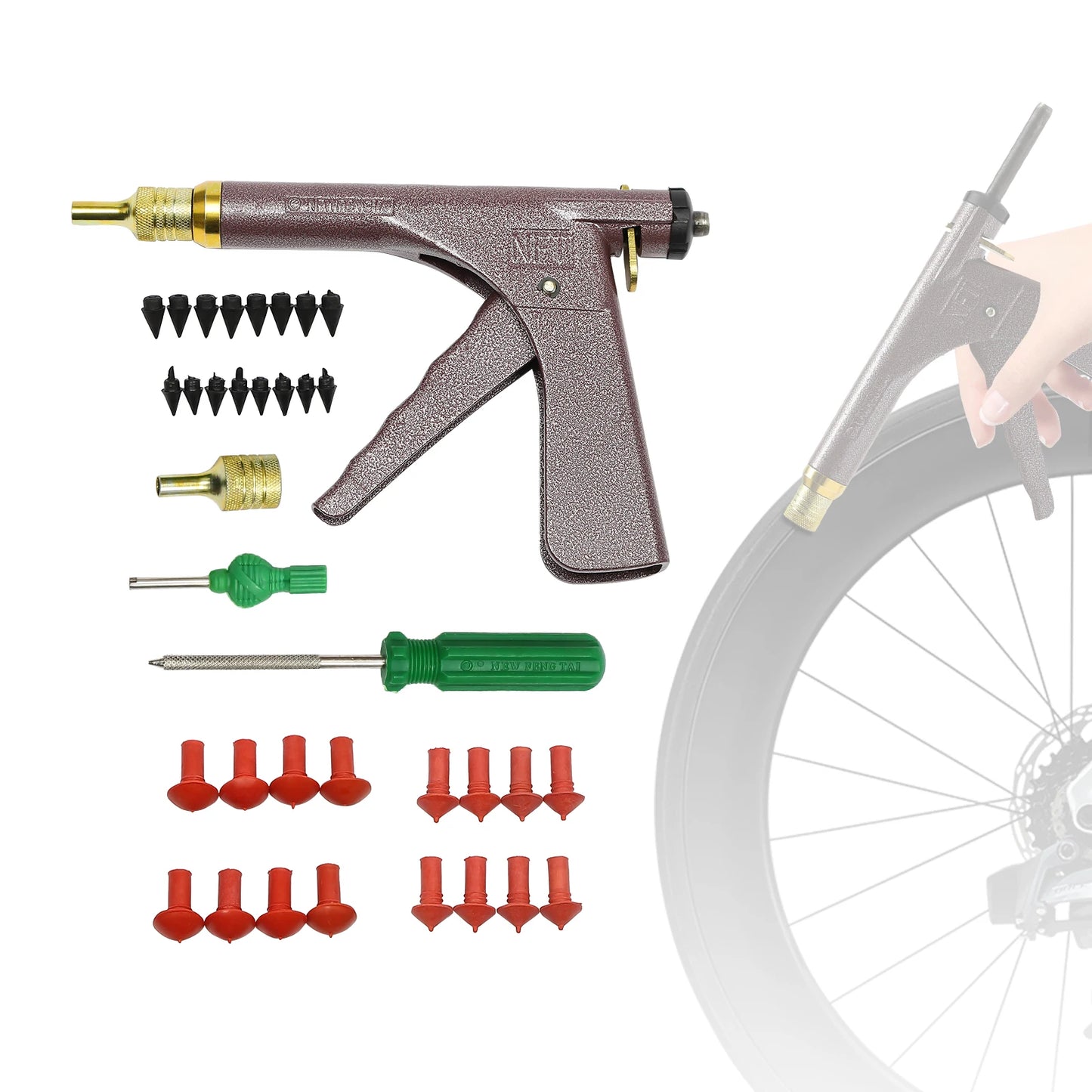 Portable Car Wheel Vacuum Tire Repair Tool Kit