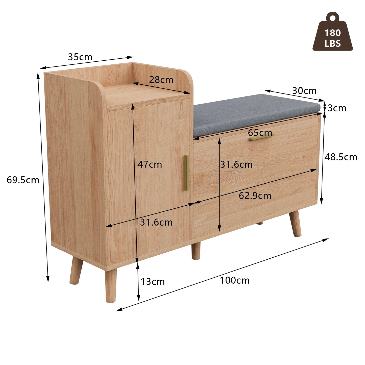 Mobile Scarpiera con Panca in Legno Comanlai